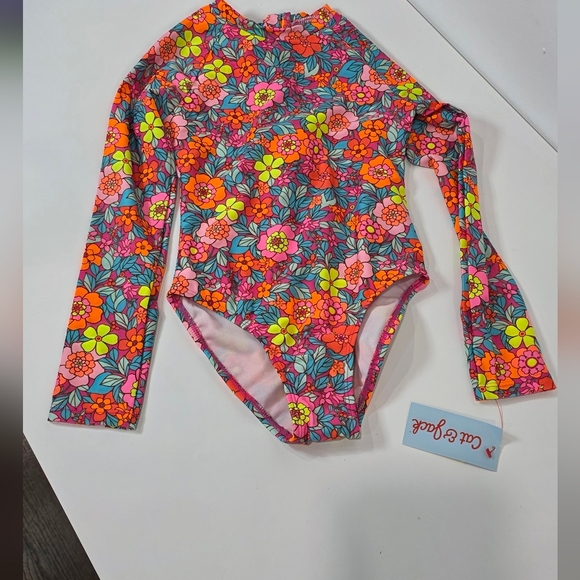 Cat & Jack Multicolor Floral Kids Bathing Suit - Picture 2 of 4